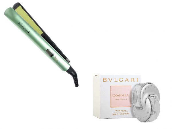 PLANCHA REMINGTON MACADEMIA Y AGUACATE ORIGINAL + PERFUME BVLGARI OMNIA CRYSTALLINE