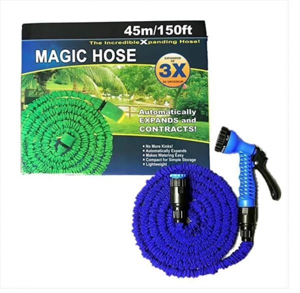 MANGUERA EXPANDIBLE 45M CON PISTOLA EXPANSIBLE MAGIC HOSE AZUL O VERDE   MAN456780M