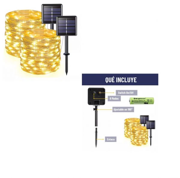 GUIRNALDA SOLAR ALAMBRE HADA MAXWELL LED NAVIDAD SET 2 X20M