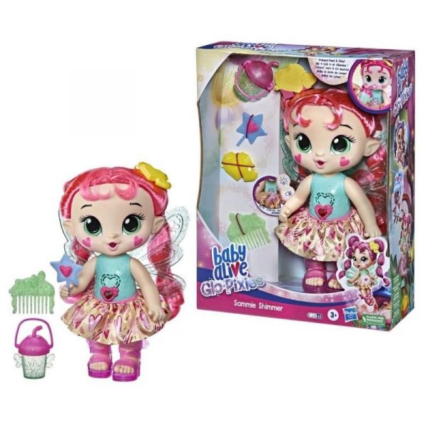 BABY ALIVE GLOPIXIES SAMMIE SHIMMER ROSADA PLU 30105 HASBRO-1