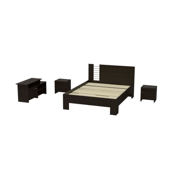 COMBO CAMA DICOLOR + 2 MESAS COLORE + RACK TV-1